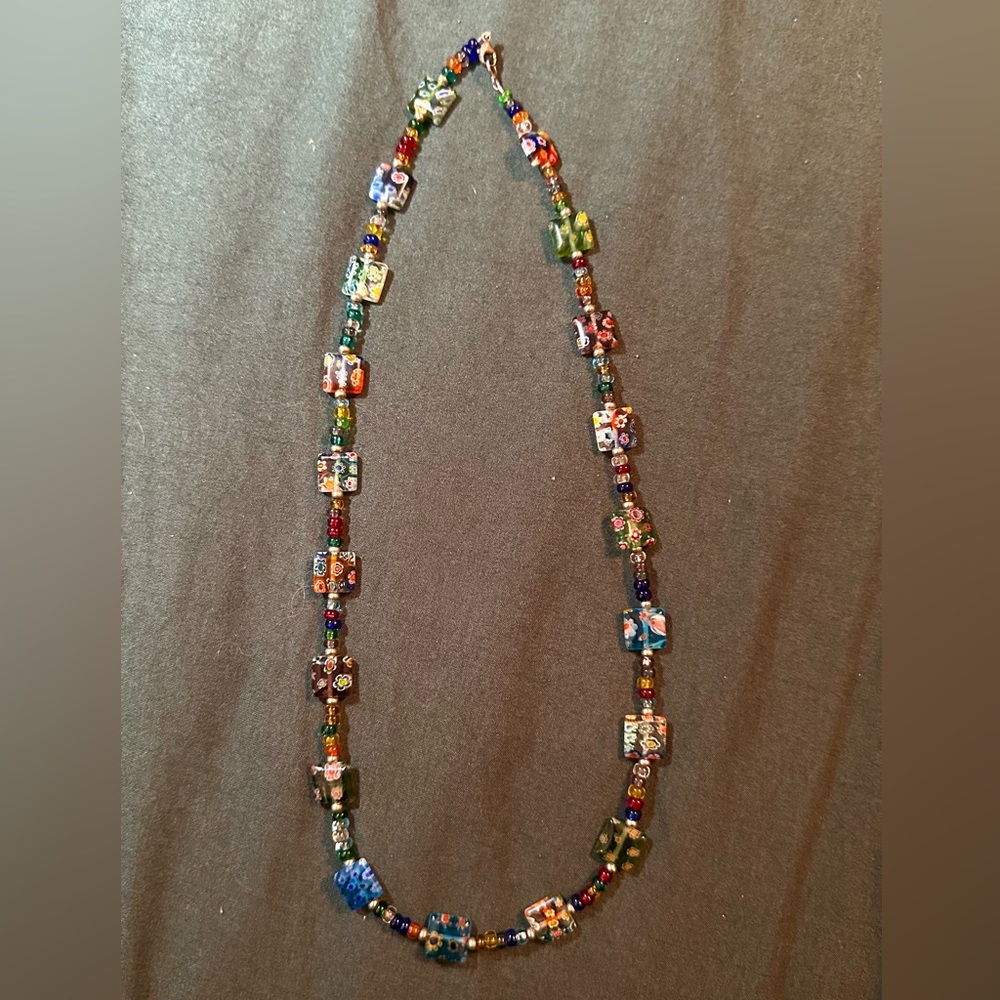 Mille Fiori Style Sterling Silver Necklace